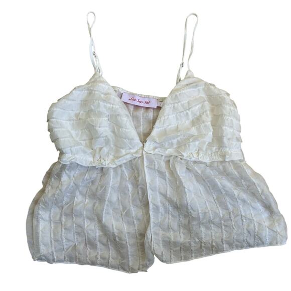 Lisa Say Gah Sz S Ivy Top Vanilla Ruffle Tank Top - Picture 8 of 16